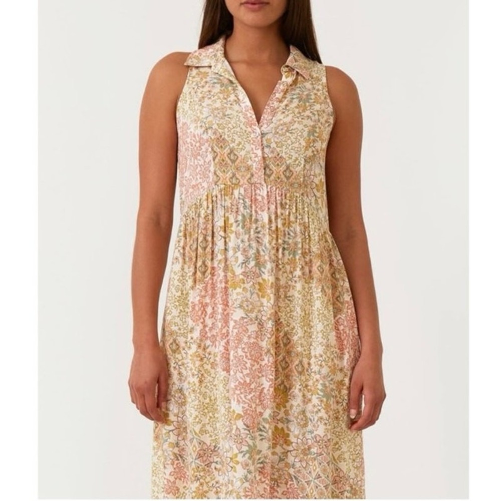Boho Floral Maxi Dress Small Sleeveless Tiered Cottagecore Beach Flowy - Picture 4 of 12
